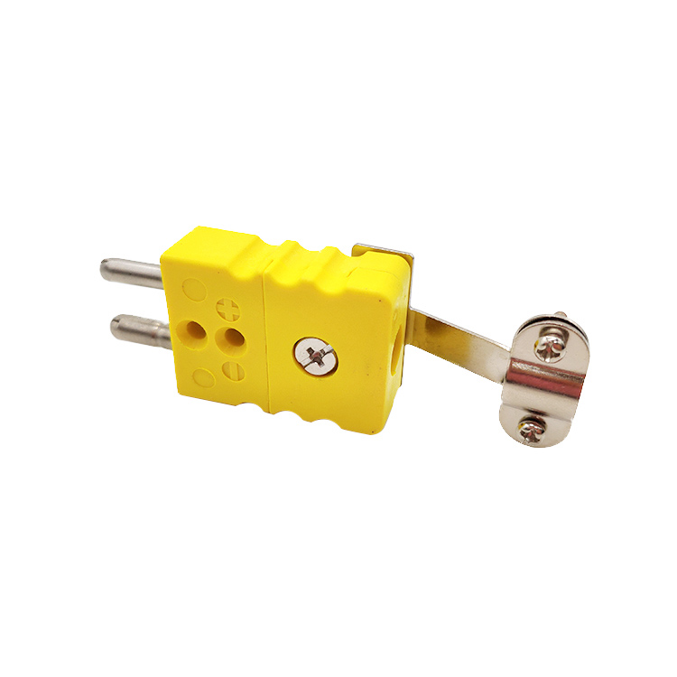 Standard Size Ceramic Round Pin Thermocouple Connector With Metal Cable Clamp