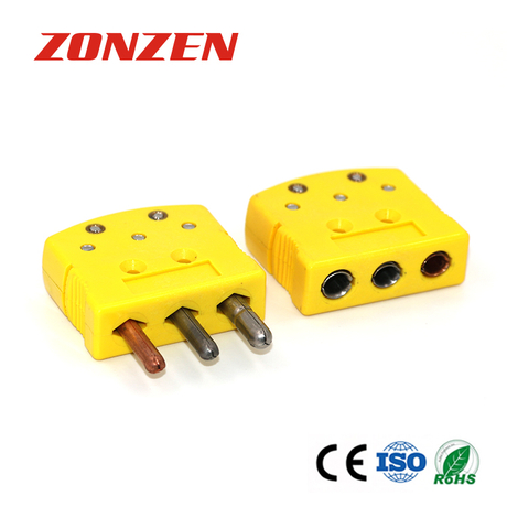 Standard Size 3 Prong Round Pin Connector for Thermocouple, RTD and 3-Wire Thermistor