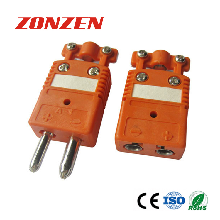 Standard Size Round 2 Pin Thermocouple Connector with Cable Clamp
