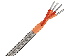 Fiberglass insulated multipair thermocouple wire with metal overbraid